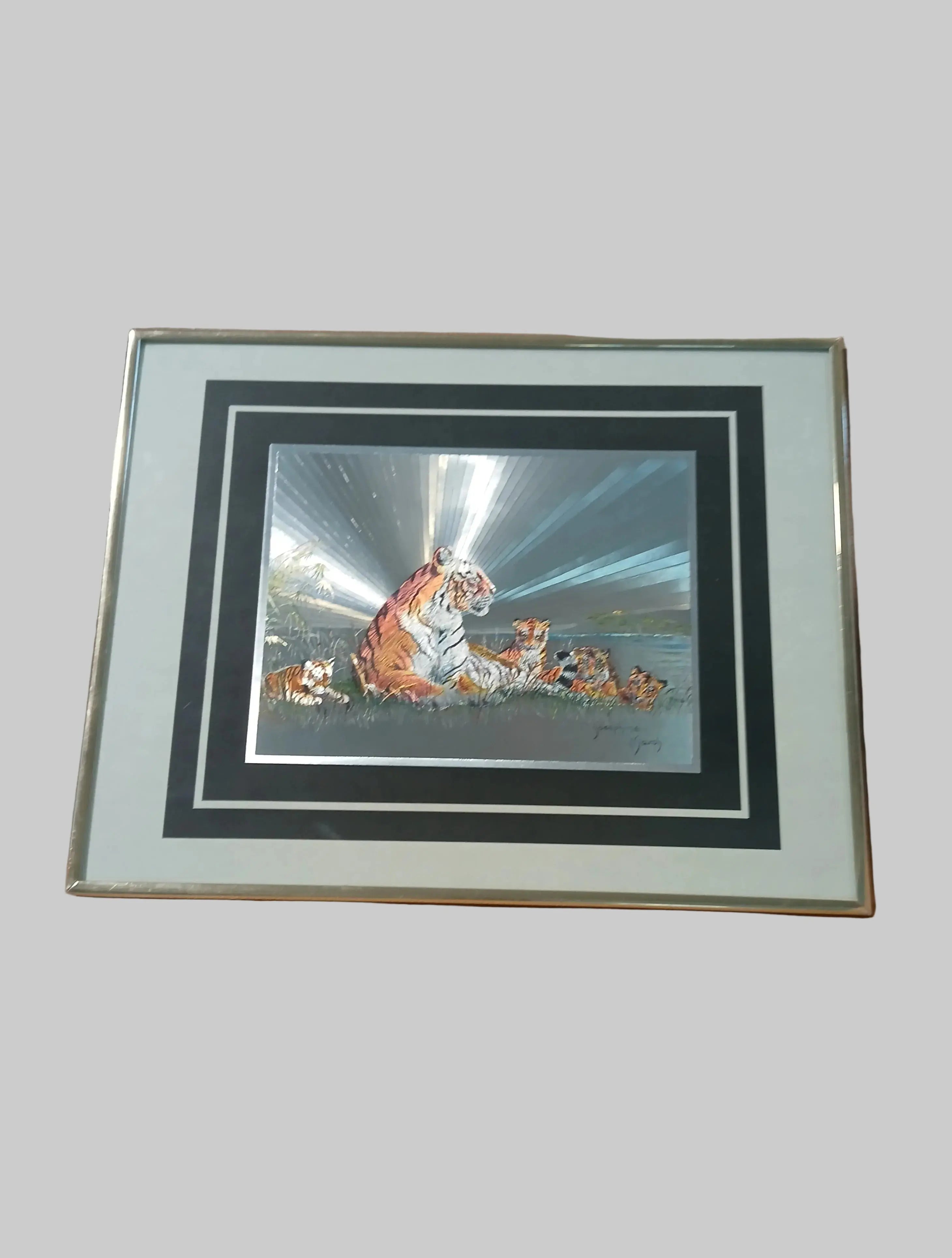 Josephine Marsh Dufex Foil Art Print – Tiger with Cubs | Vintage