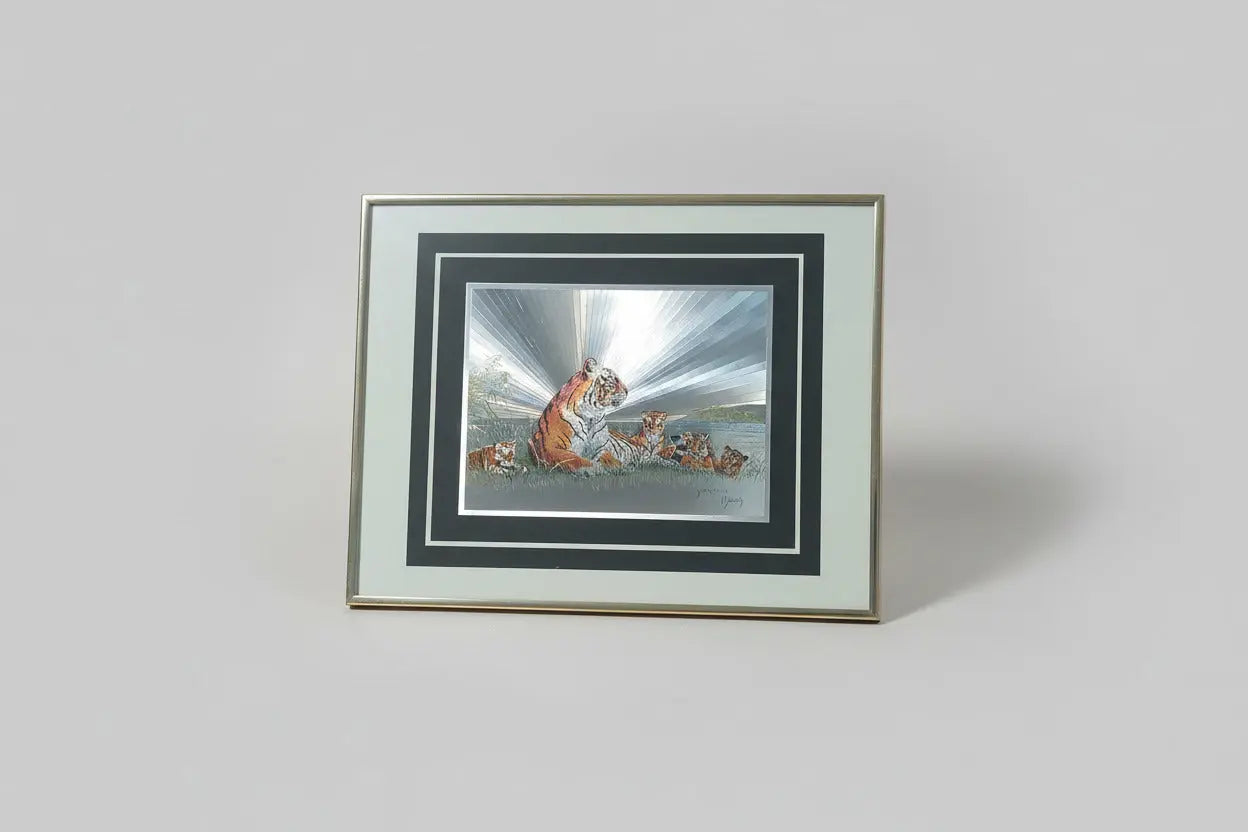 Josephine Marsh Dufex Foil Art Print – Tiger with Cubs | Vintage