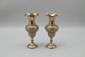 Vintage Brass Meenakari Bud Vases — Pair | India, 1950s–60s