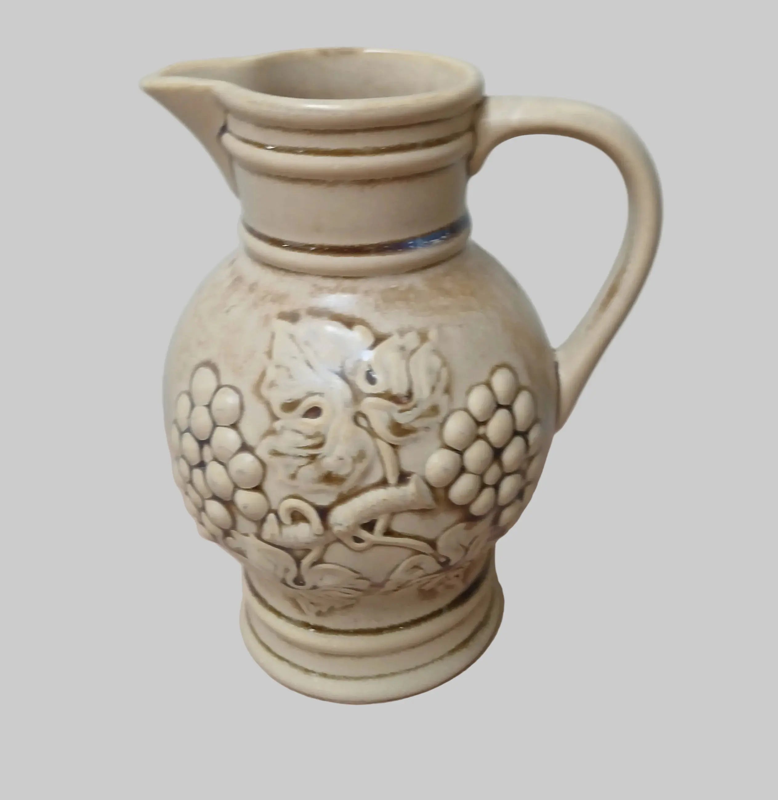 Vintage French Grapevine Pitcher — Majolica Barbotine Style | Lustre Glaze Vintage Craze