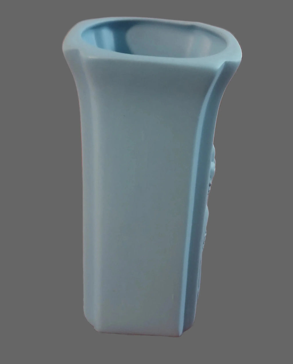 Vintage Japanese Jasperware Iris Vase | Blue Bisque Porcelain Relief | 1950s Vintage Craze