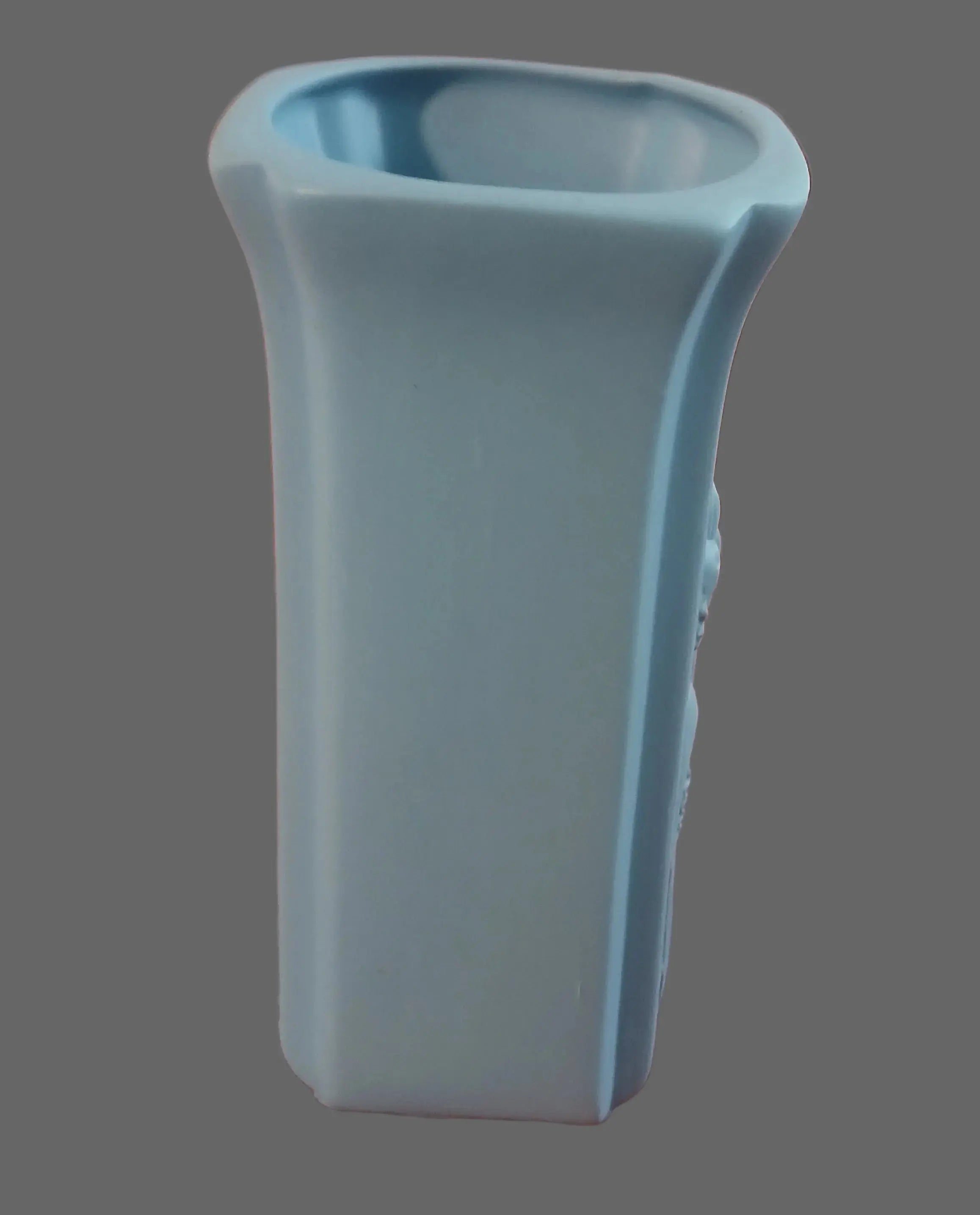 Vintage Japanese Jasperware Iris Vase | Blue Bisque Porcelain Relief | 1950s Vintage Craze