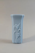 Vintage Japanese Jasperware Iris Vase | Blue Bisque Porcelain Relief | 1950s Vintage Craze