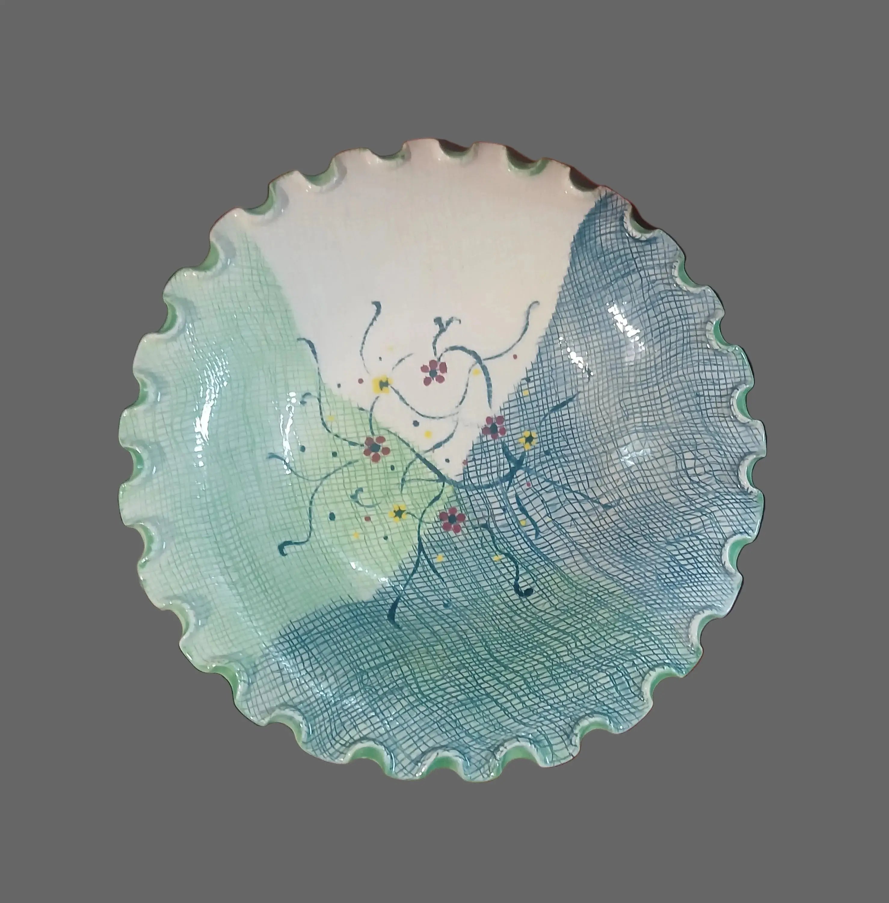 Vintage Crown Lynn New Zealand Studio Bowl | Saco Sesto | Pie Crust Edge | Hand Painted Floral Vintage Craze